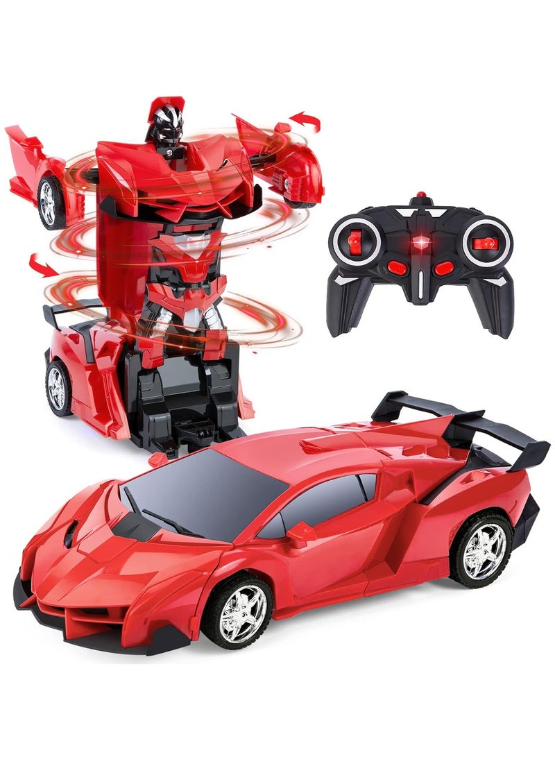 Transformers 4-in-1 RC Car & Robot Toy, Remote Controlled Deformed Cars for Boys & Girls, Ages 4-14, Red - Image 1
