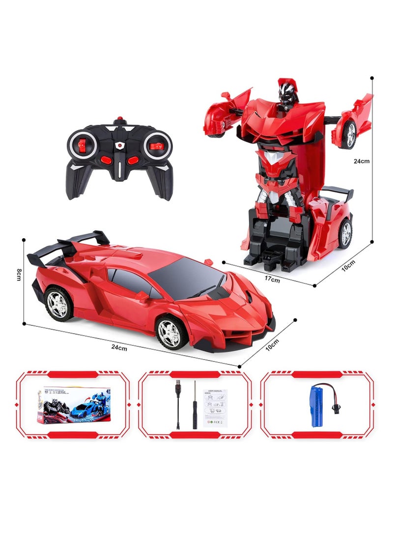 Transformers 4-in-1 RC Car & Robot Toy, Remote Controlled Deformed Cars for Boys & Girls, Ages 4-14, Red - Image 2