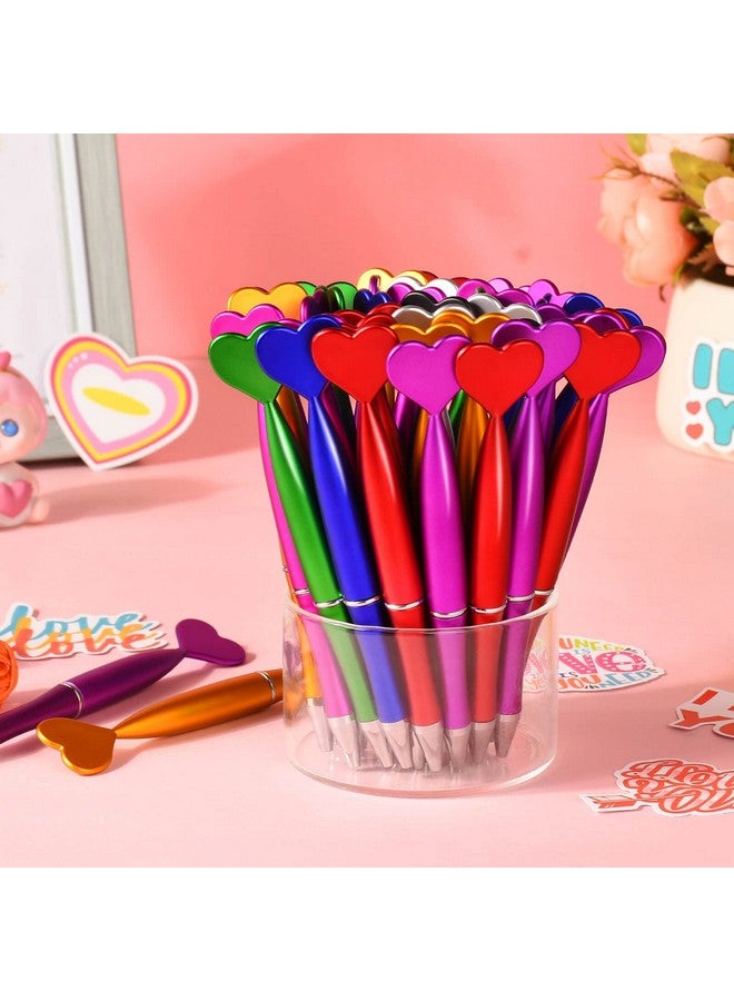 FFNIU 48 Pcs Valentine's Day Pens, Heart Shaped Ballpoint Kids Pens, 1 mm Black Gel Ink Rollerball, Valentine Party Favor Pens for Office School Supply, 8Colors - Image 2
