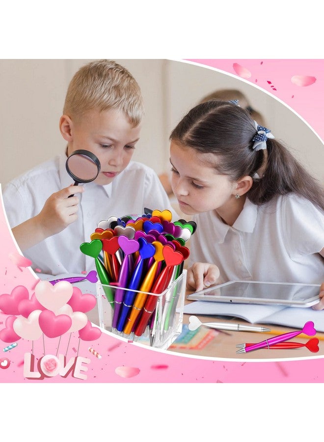 FFNIU 48 Pcs Valentine's Day Pens, Heart Shaped Ballpoint Kids Pens, 1 mm Black Gel Ink Rollerball, Valentine Party Favor Pens for Office School Supply, 8Colors - Image 5