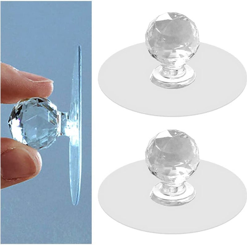 PRAMANTA Door Knobs Cabinet Knobs Pulls Drawer Knobs Diamond Shaped Crystal Drawer Knobs Push Pull Helper Knobs SelfAdhesive Knobs for Drawer 4Pcs