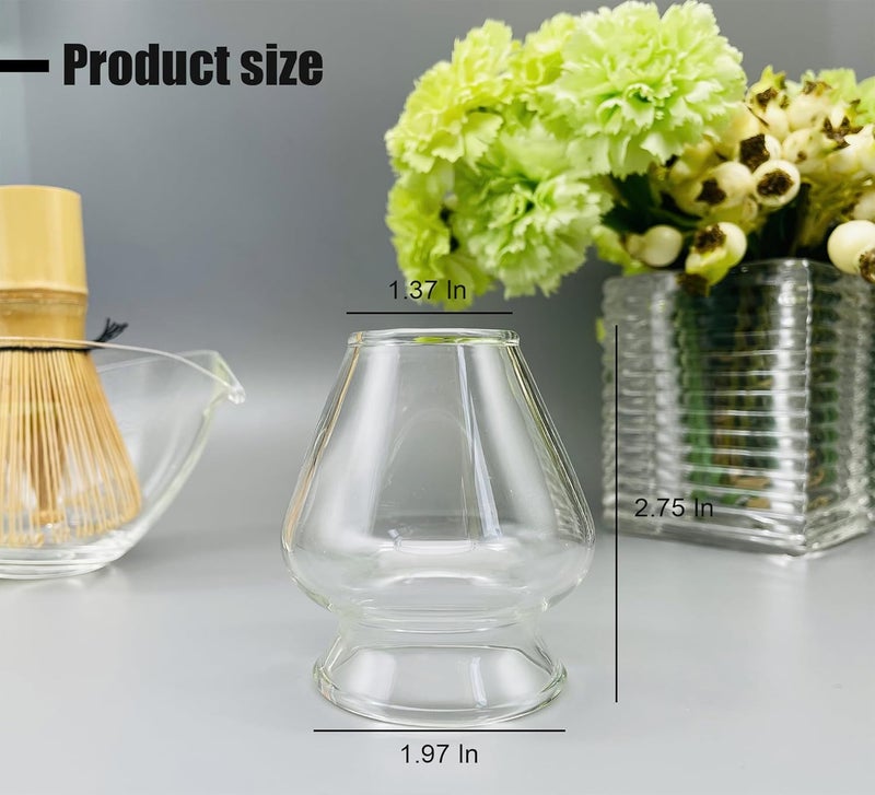 LamChyar Glass Matcha Whisk Holder, Matcha Chasen Holder, Matcha Whisk Stand for Bamboo Matcha Chasen, Matcha Set Accessories for Tea Ceremony (Clear) - Image 2