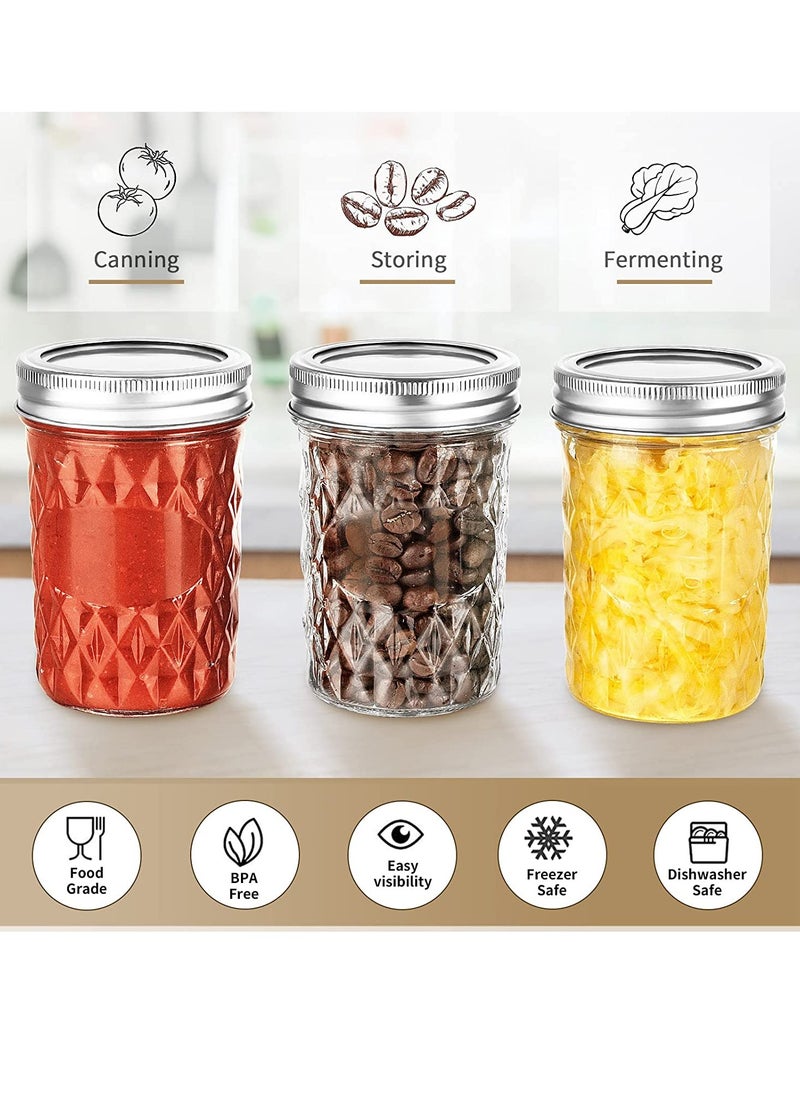 SYOSI Ma son Jars with Lids and Bands, Ball Regular Mouth Ma son Jars, Quilted Crystal Jars Ideal for Jams, Jellies, Conserves, Preserves, Fruit Syrups, Chutneys, and Pizza Sauce  - Image 2