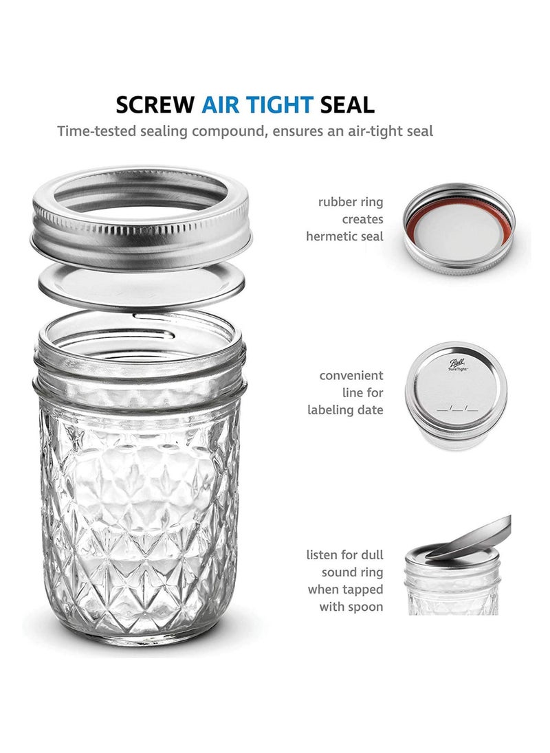 SYOSI Ma son Jars with Lids and Bands, Ball Regular Mouth Ma son Jars, Quilted Crystal Jars Ideal for Jams, Jellies, Conserves, Preserves, Fruit Syrups, Chutneys, and Pizza Sauce  - Image 5