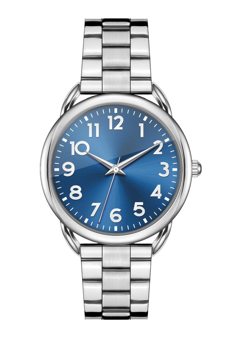 Asan Ge Women Watch Business Classic Stainless Number Quartz Female Watches for Lady Waterproof Easy to Read Fashion Female Wristwatch (Blue) - Image 1