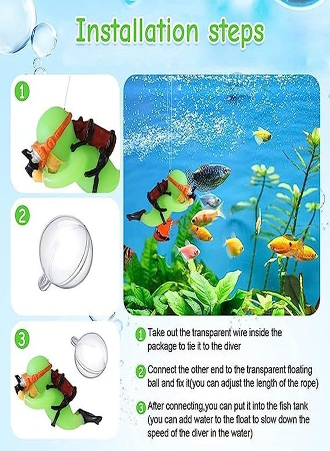 Gartig 2 Pack Aquarium Floating Cartoon Diver Night Glow Resin Aquarium Decorative Items Fish Aquarium Decoration, 7 * 3cm, Floating on Water Aquarium Decorative Items Ornament for Fish Aquarium - Image 5