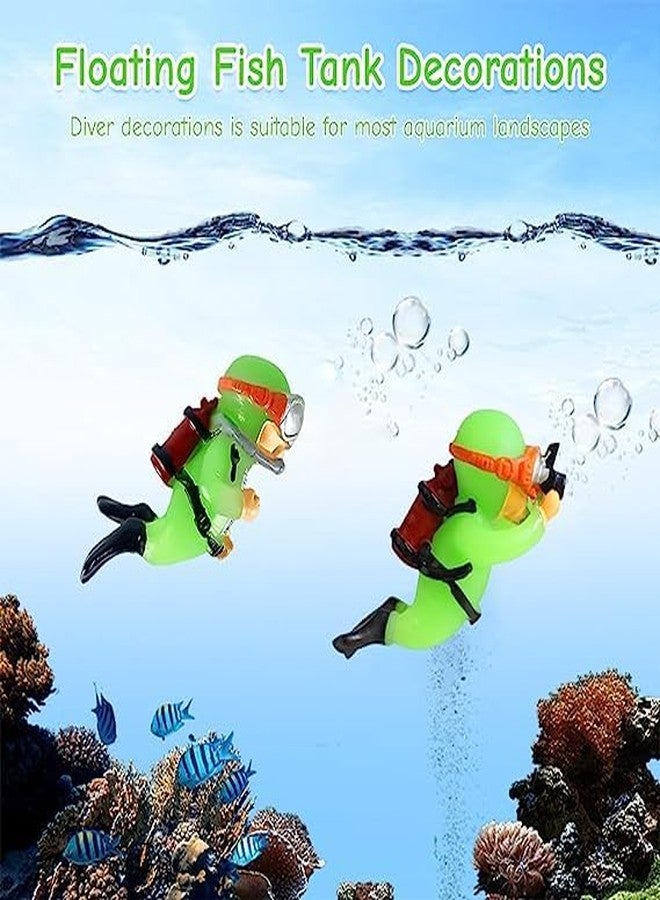 Gartig 2 Pack Aquarium Floating Cartoon Diver Night Glow Resin Aquarium Decorative Items Fish Aquarium Decoration, 7 * 3cm, Floating on Water Aquarium Decorative Items Ornament for Fish Aquarium - Image 2
