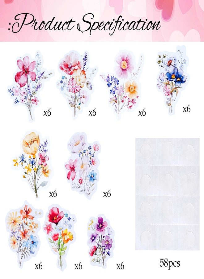 ishua 54PCS Double-Sided Wildflower Print Cupcake Toppers Birthday Decorations for Spring Garden Parties, Birthday Cakes & Dessert Tables, Party Supplies - Image 2