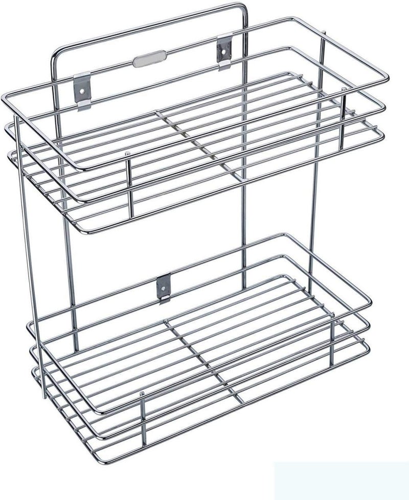 Kavid Metal Medium Size Double Layer Shelf Desktop Storage Rack Kitchen Bathroom, Black - Image 2