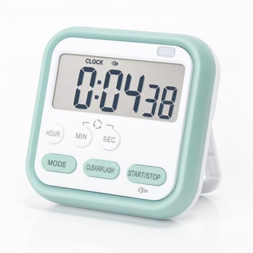 GNASTAS Digital Electronic Kitchen Timer & Stopwatch with LCD Display and Retractable Stand, Timing Alarm Clock for Cooking Without Batteries 1pc (Green) - Image 1
