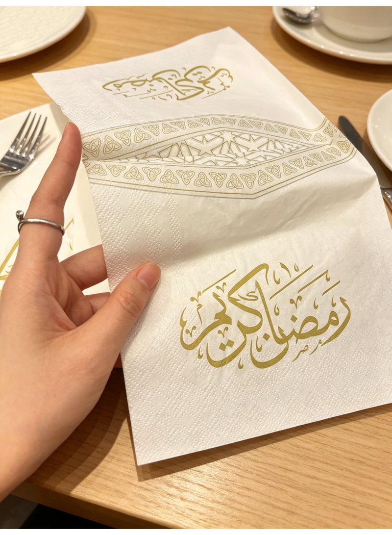 يولولاند 40 منديلًا من نوع ”Arabic Moon Party“ - مناديل ورقية عالية الجودة، مناسبة للحفلات العائلية. (40 منديلًا، 17 × 17 سم) - Image 4