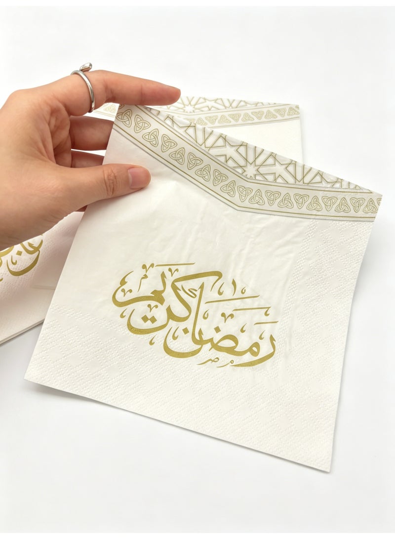 يولولاند 40 منديلًا من نوع ”Arabic Moon Party“ - مناديل ورقية عالية الجودة، مناسبة للحفلات العائلية. (40 منديلًا، 17 × 17 سم) - Image 2