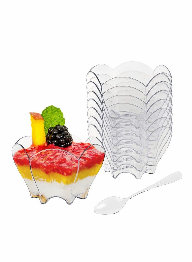 SOLARAE 100pcs Mini Parfaits Dessert Cups with Spoons, Clear Small Serving Disposable Bowl Dessert Plates for Chocolate Desserts, Appetizers - Image 1