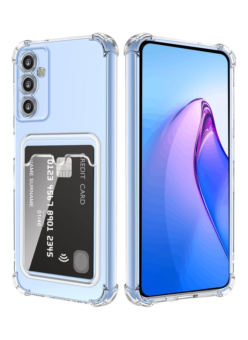 Generic Transparent Silicone Case for Samsung Galaxy A14 4g/5G with Card Holder Four Corners Anti Drop Tpu Wallet for Card Holders Airbag, Anti Scratch Case 