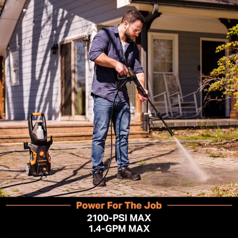 LawnMaster LT306-1800C Electric Pressure Washer 13 Amp 1.4 GPM 2100 Max PSI CSA Certified with Foam Bottle - Image 2
