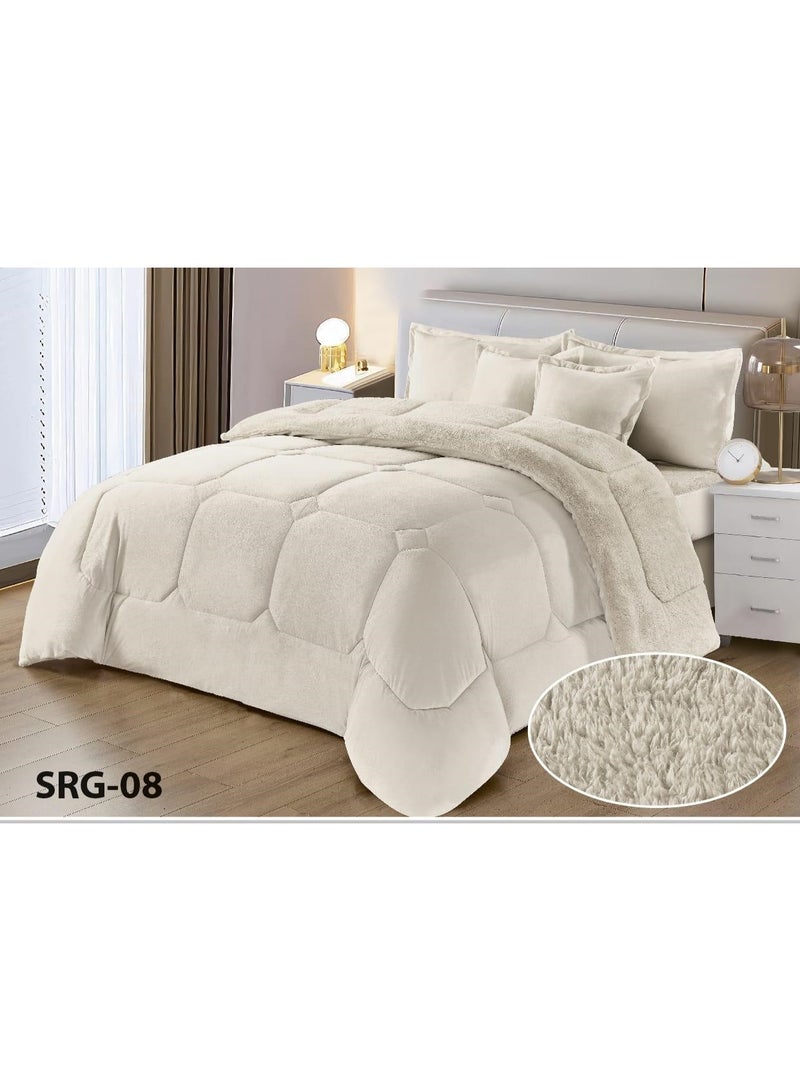 مون طقم مفرش 4 قطع نفر شتوي حشوة وسط مخمل ناعم مع فرو سادة ذو وجهين خامة مخمل لحاف مقاس 210*170