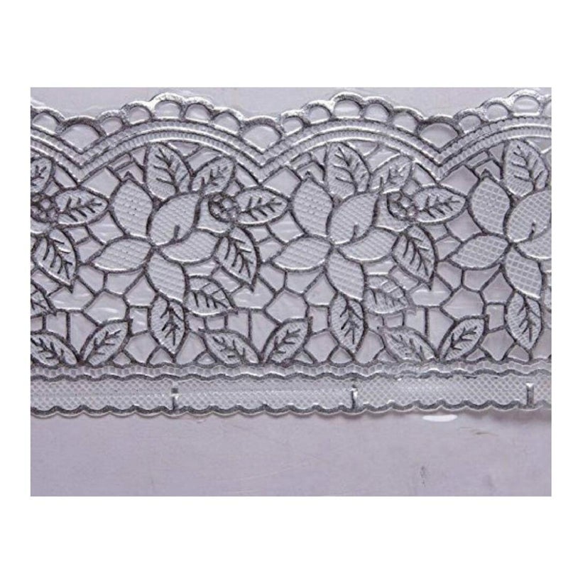 HOMECROWN Waterproof 3D Pattern Transparent PVC Plastic Flowered Rectangular 6 Seater Dining Table Cover with Embroidered Silver Lace Border (Size 90 X 60 Inches, Clear, Pack of 1) - Image 4