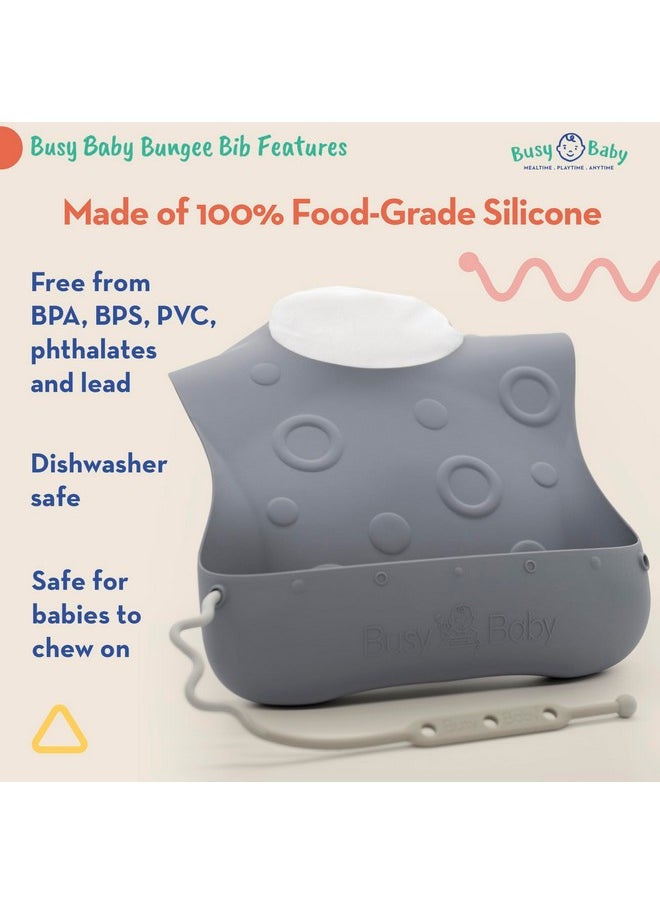 Busy Baby Silicone Bungee Bib & Utensils Deluxe Nodrop Onthego Selffeeding System Travelfriendly Baby Led Weaning (Spearmint)  - Image 4