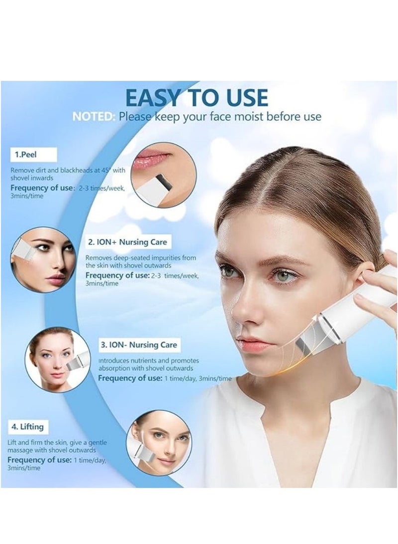 Generic Facial Skin Scrubber Blackhead Remover Ultrasonic Skin Scrubber Black Head Remover Pore Remover for Deep Cleansing for Face EMS Ion Exfoliating Device 4 Modes Blackhead Remover Tool Rechargeable  - Image 5