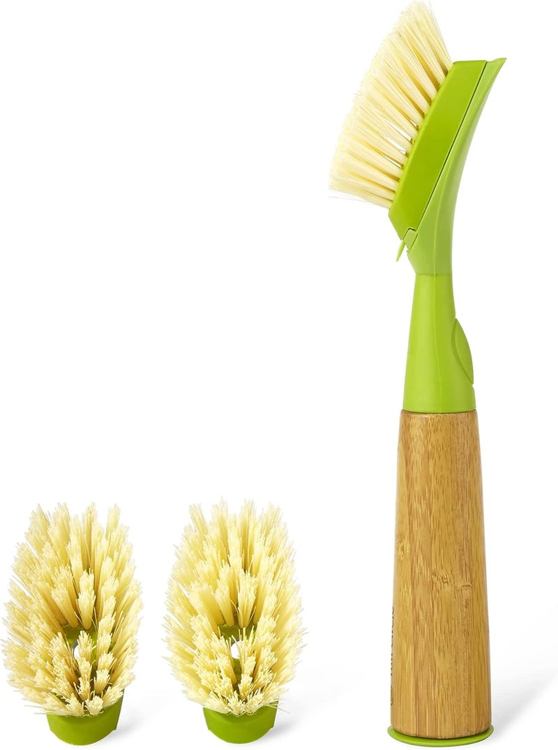Full Circle Dish Brush Refill, Suds Up Soap Dispensing, 2-Pack, Green - Image 3