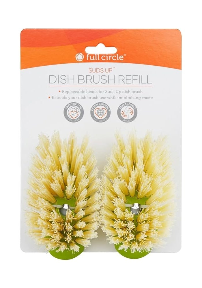 Full Circle Dish Brush Refill, Suds Up Soap Dispensing, 2-Pack, Green - Image 4