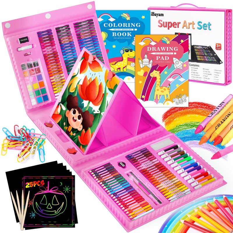 iBayam Teen Girl Boys Gifts Trendy Stuff Art Kit 251Pack Art Supplies Drawing Kits Arts and Crafts Gifts Box for Kids Teen Girls Boys Art Set Case with Trifold Easel Scratch Paper Sketch Pads
