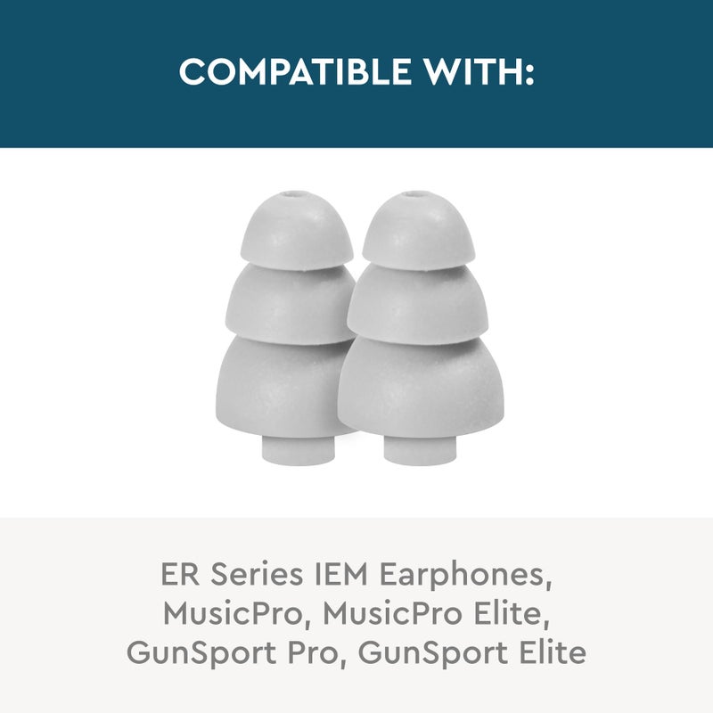 Etymotic 3-Flange Silicone Eartips, Gray - 10 Pack - Large Fit - Image 4