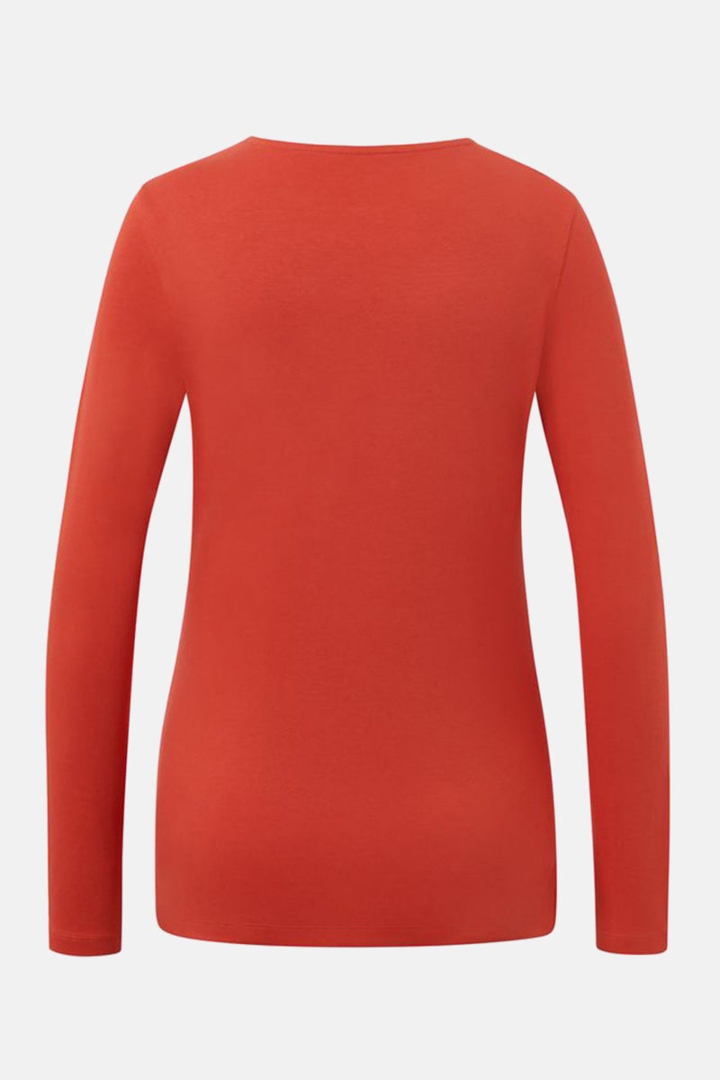 Tchibo Women Round Neck Long Sleeve Plain Blouse, Orange - Image 4