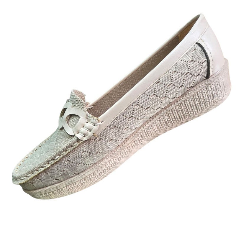 Karisma Wedge Crochet Fabric Closed Shoe With A Chain Lazercut Design - Image 2