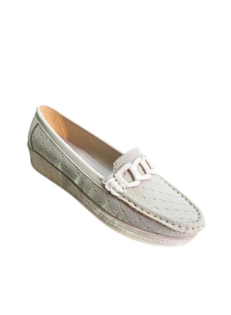 Karisma Wedge Crochet Fabric Closed Shoe With A Chain Lazercut Design - Image 1