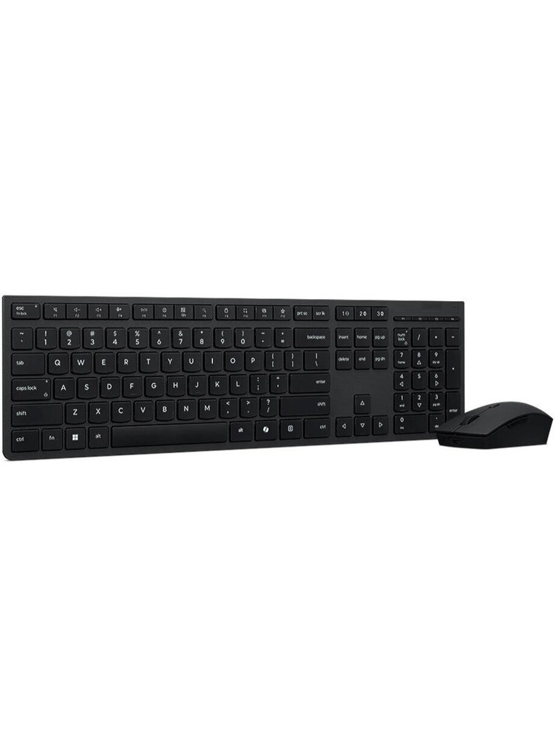 Lenovo Wireless Rechargeable Keyboard & Mouse Combo, Dual Mode 2.4GHz Bluetooth, English-Arabic Layout | 4X31R64353 Black - Image 1