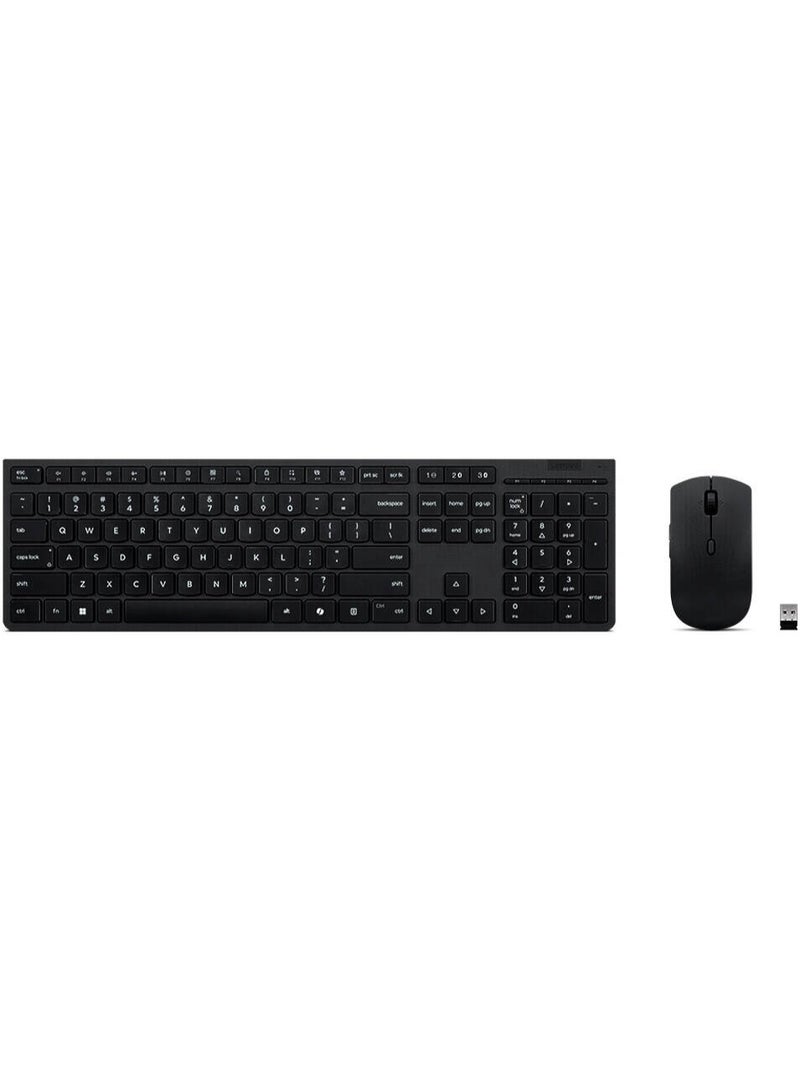 Lenovo Wireless Rechargeable Keyboard & Mouse Combo, Dual Mode 2.4GHz Bluetooth, English-Arabic Layout | 4X31R64353 Black - Image 3