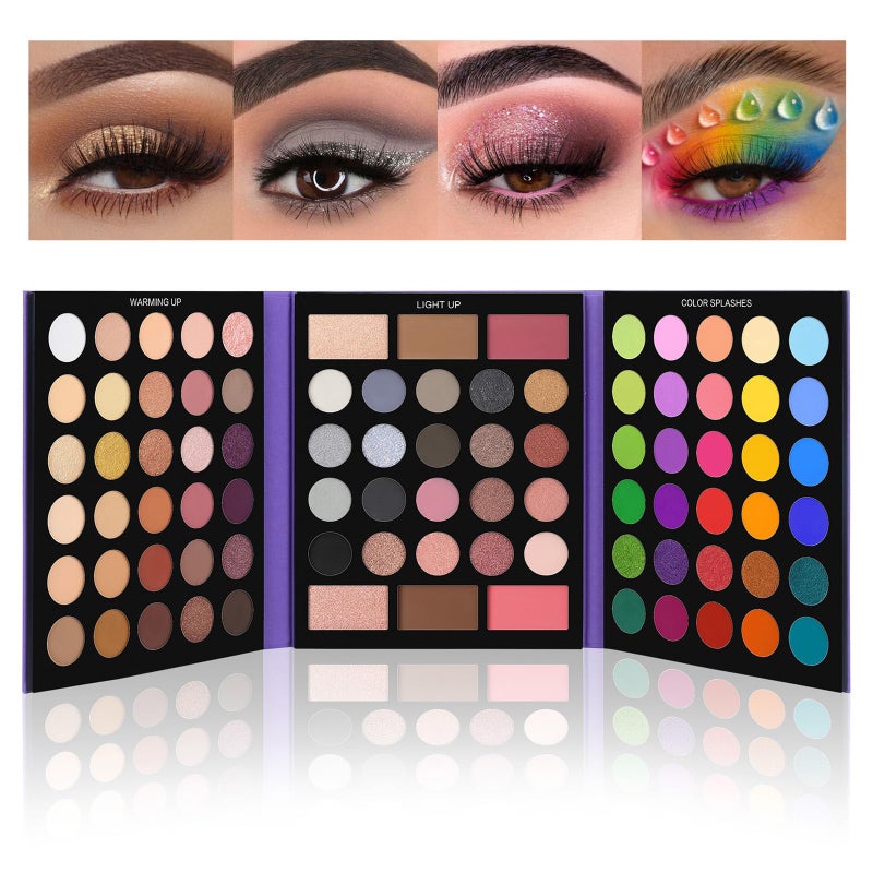 UCANBE Pretty All Set Eyeshadow Palette Pro 86 Colors Makeup Kit Matte Shimmer Eye Shadow Highlighters Contour Blush Powder All In One Makeup Pallet Holiday Christmas Valentines Gift Set