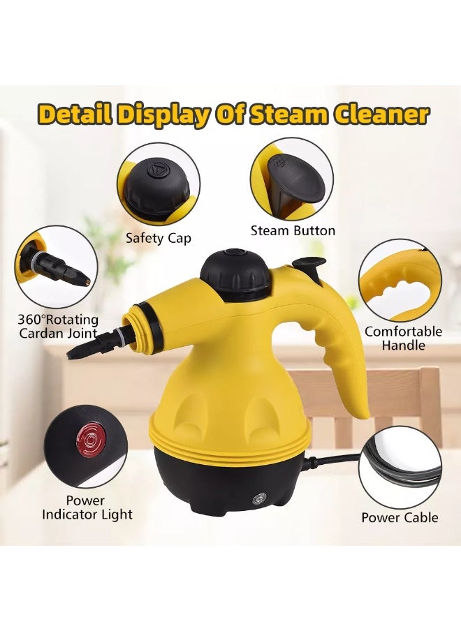 Eworld Portable Handheld Steam Cleaner 1000W Multifunctional High Temperature Pressurized Steam Cleaning Machine with 9PCS Accessory for Kitchen Sofa Bathroom Car Window,2 Nylon and 1 Copper Brush  - Image 3