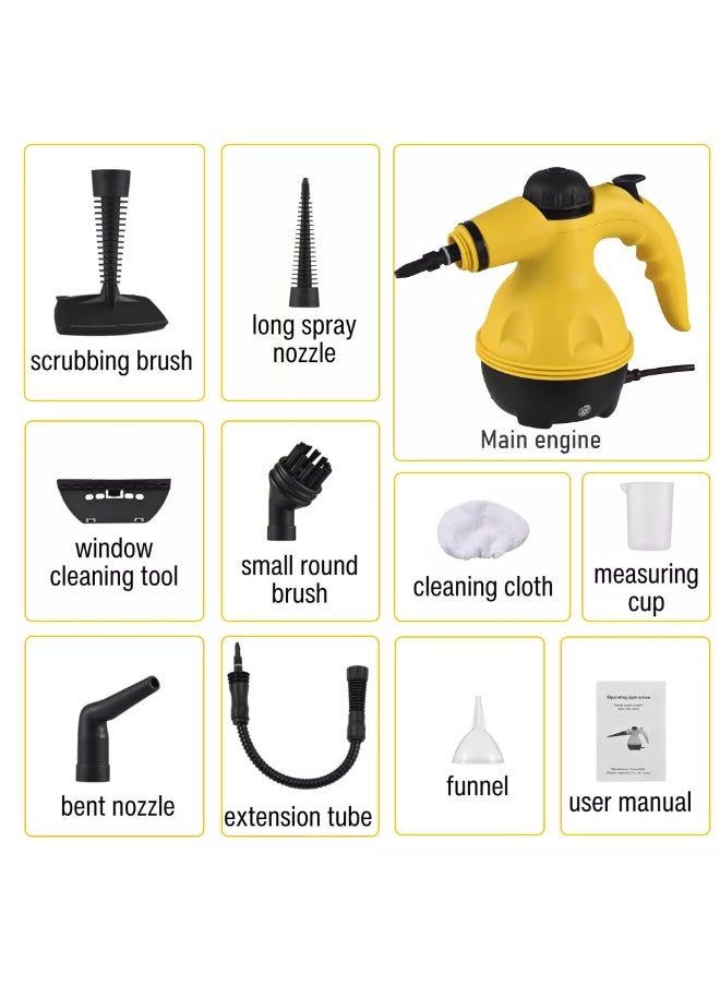 Eworld Portable Handheld Steam Cleaner 1000W Multifunctional High Temperature Pressurized Steam Cleaning Machine with 9PCS Accessory for Kitchen Sofa Bathroom Car Window,2 Nylon and 1 Copper Brush  - Image 5