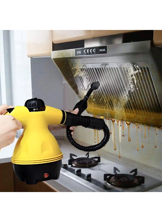 Eworld - Portable Handheld Steam Cleaner 1000W Multifunctional High Temperature Pressurized Steam Cleaning Machine with 9PCS Accessory for Kitchen Sofa Bathroom Car Window,2 Nylon and 1 Copper Brush - Image 1