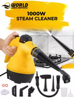 Portable Handheld Steam Cleaner 1000W Multifunctional High Temperature Pressurized Steam Cleaning Machine with 9PCS Accessory for Kitchen Sofa Bathroom Car Window,2 Nylon and 1 Copper Brush