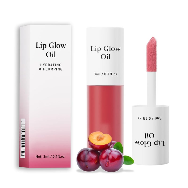 Tiejdhr Korean Lip Oil Fruity Flavor Lip Glow Oil Moisturizing Hydrating Nourishing Nonstick Cup Transparent Plumping Lip Gloss for Dry Lips Lip Care 02Red Plum