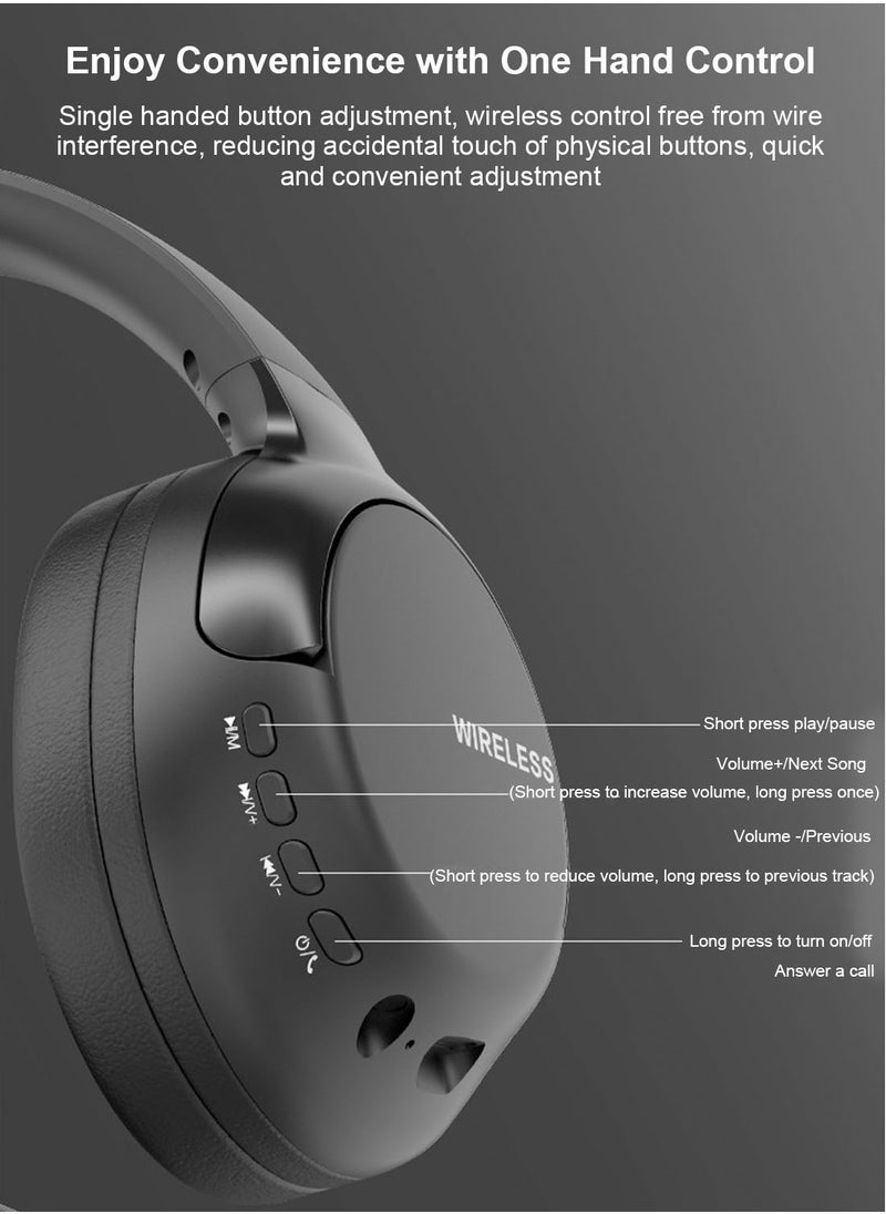 FlashHawk - Over-Ear Bluetooth Wireless Headphone,Stereo Sound Intelligent Noise-Canceling Headset, TF Card/Wired/Wireless Mode Black - Image 1