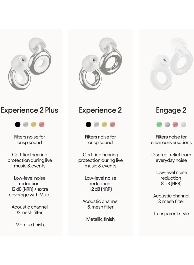 Loop Experience 2 Plus Ear Plugs – Stylish Certified Hearing Protection for Concerts & Festivals, Live Events, Sports, DJs & Nightlife – 17dB Noise Reduction, (High-Fidelity) + Mute for extra coverage - Image 2