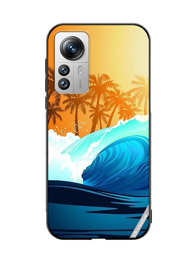 VR CREATIVE Protective Case Cover For Xiaomi 12X Tropical Surfing Wave At Sunrise With Palm Tree Design Multicolour - Image 1