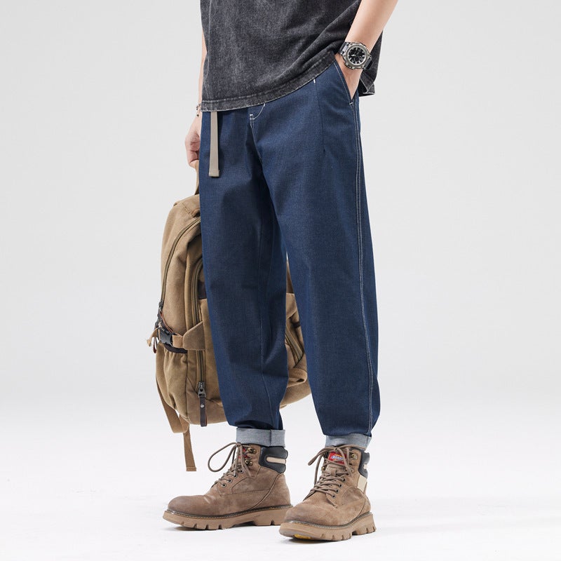 2024 High Quality Heavy Washed Jeans Zipper Straight Pants - Image 2