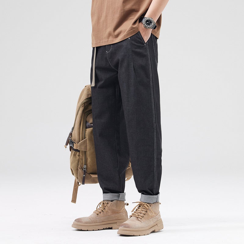 2024 High Quality Heavy Washed Jeans Zipper Straight Pants - Image 1