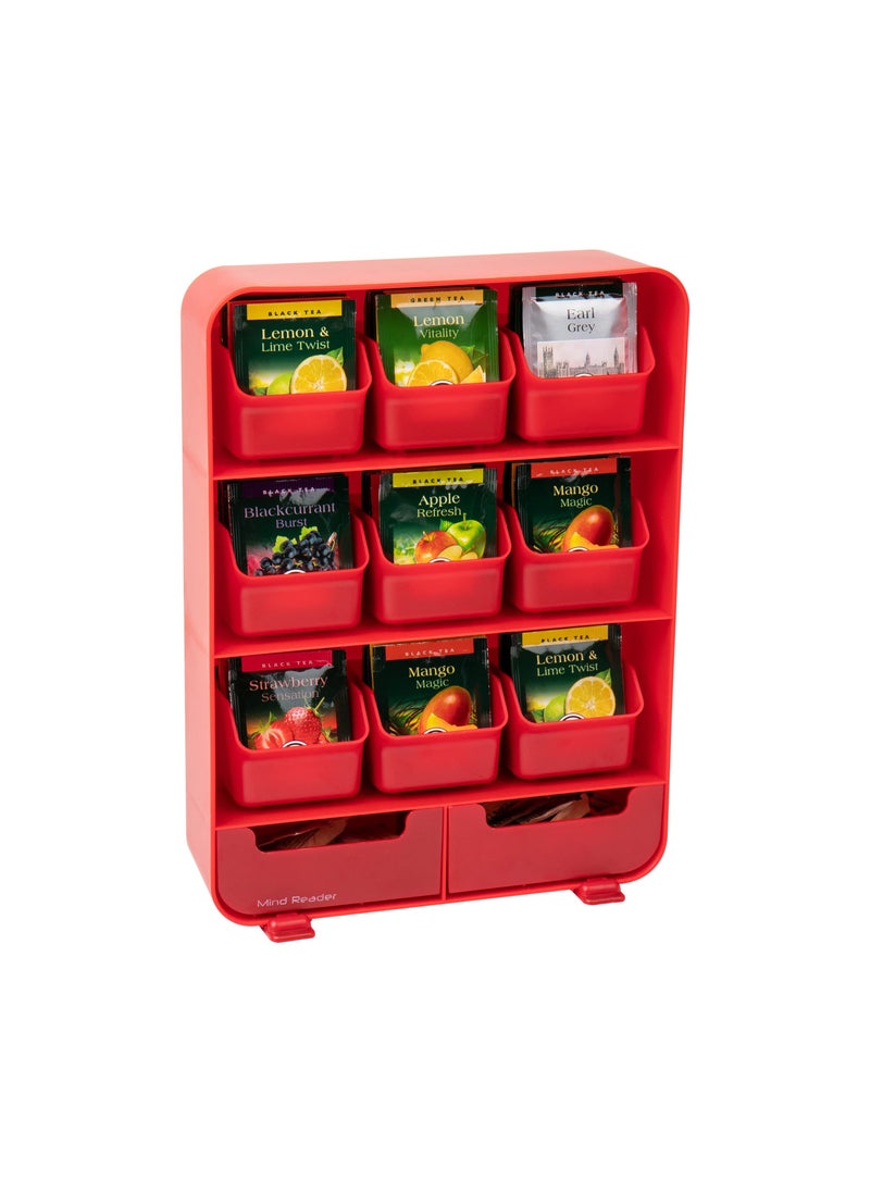 Mind Reader Mind Reader Tea Bag Organizer Tea Station Organizer Countertop Storage Kitchen Plastic 1025L x 325W x 1375H Red 