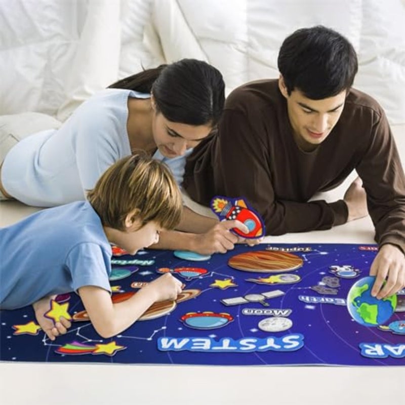 Solar system felt board toys for preschool learning: 40-piece set in vibrant colors, soft felt material, reusable adhesive backing for interactive space education - Image 5