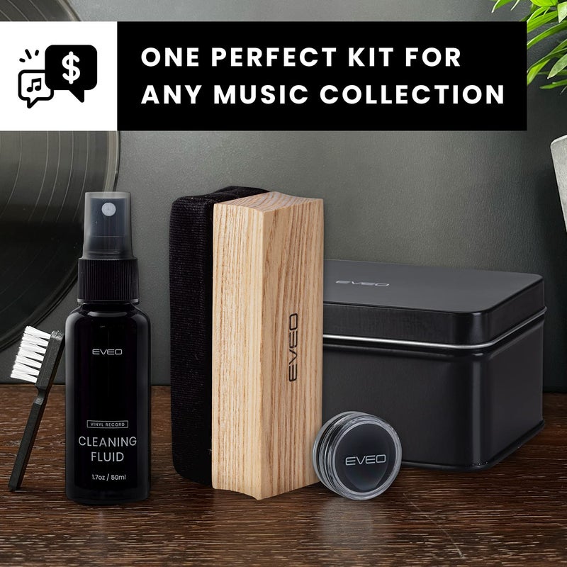 EVEO Premium Vinyl Record Cleaner Kit - Complete 4-in-1 Vinyl Record Cleaning Kit, Vinyl Cleaning Kit for Records Albums- Soft Velvet Record Brush,Cleaning Liquid,Duster &Turntable Stylus Cleaning Gel - Image 5