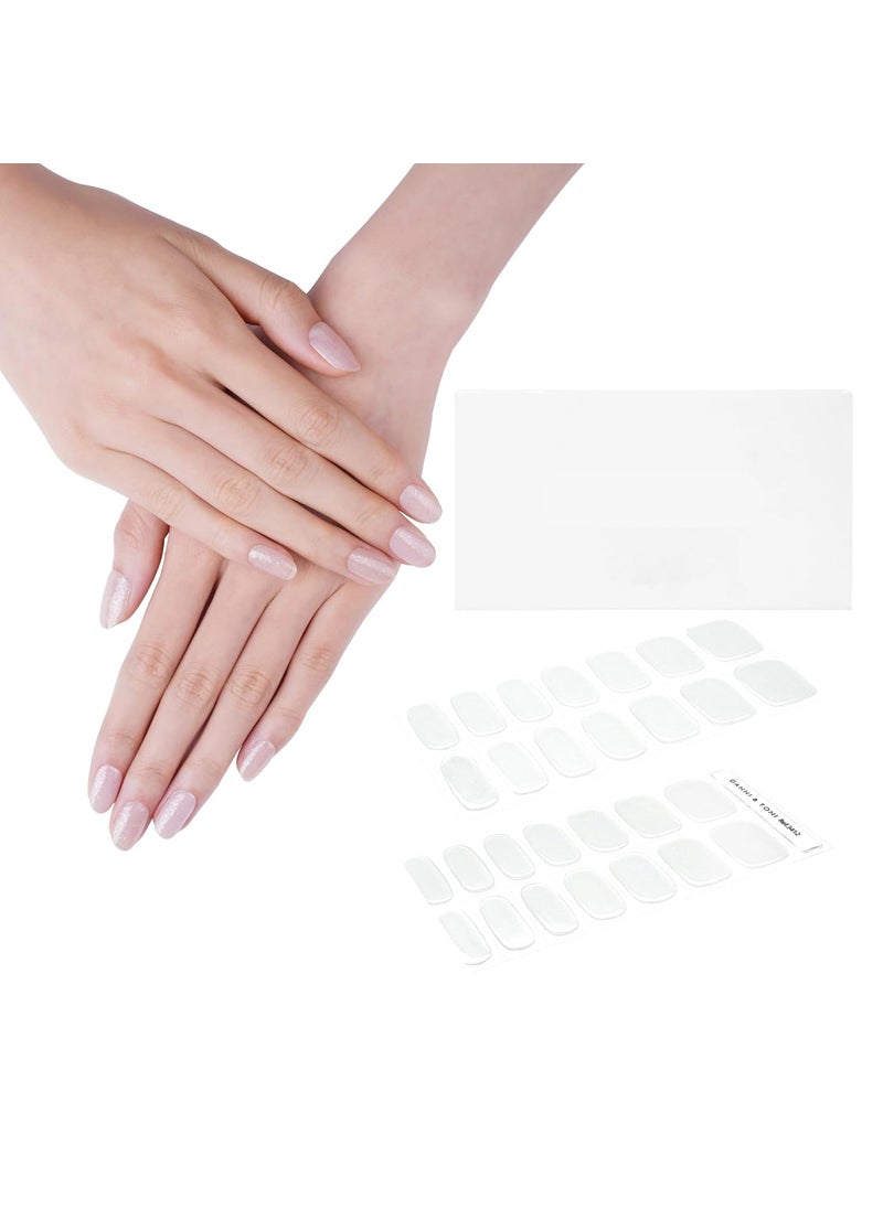 DANNI & TONI - DANNI & TONI Semi Cured Gel Nail Strips (Sparkle On) Transparent Clear Gel Nail Stickers Shimmer 28 Stickers - Image 1