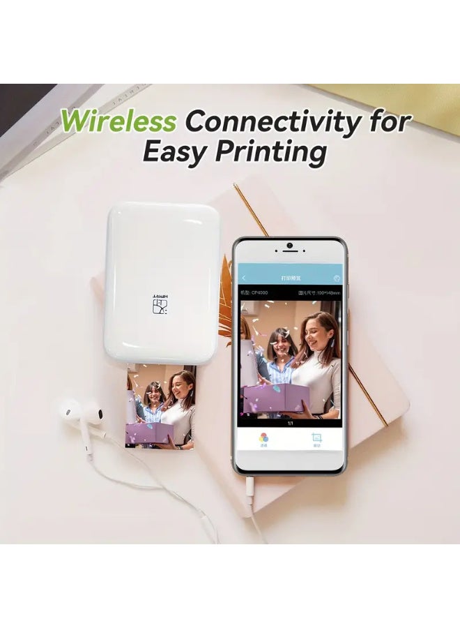 اتش بي ار تي طابعة صور HPRT صغيرة محمولة، تدعم الاتصال اللاسلكي بالهاتف المحمول، طباعة ملونة عالية الدقة بدقة 313 نقطة في البوصة، بتقنية ZINK، تعمل بمنفذ USB، صغيرة الحجم وخفيفة الوزن، مثالية للحفلات والسفر والاستخدام المنزلي - متوافقة مع أجهزة iOS/أندرويد - Image 5