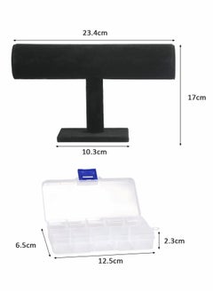 Excefore T-bar Jewellery Display Stand  Black Velvet Bracelet Holder Necklace Bangle Display Rack with Transparent Box for Pendants Choker Watches Earring Anklet 2pcs  - Image 2