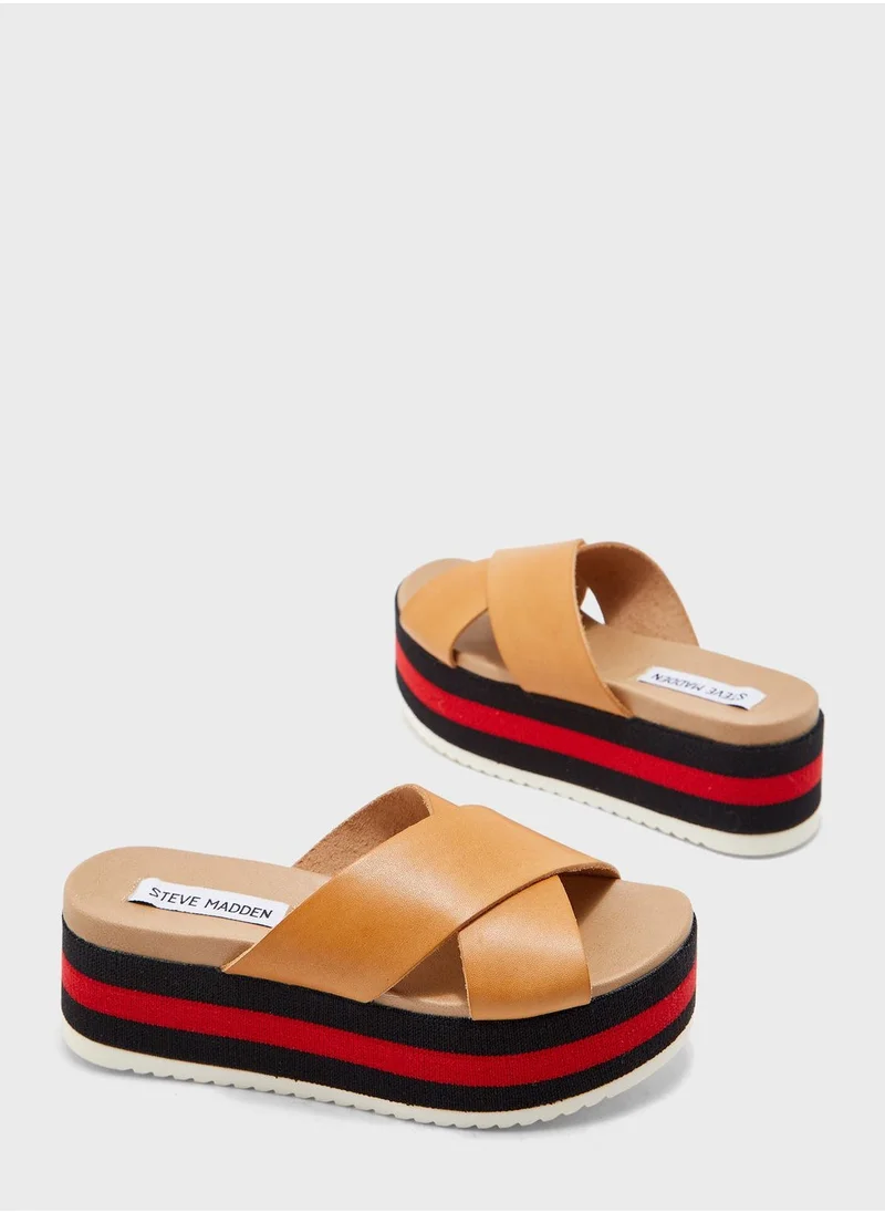 STEVE MADDEN Asher Cross Strap Flat Sandal